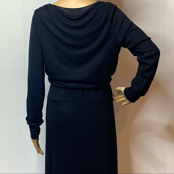 Black Maxi Dress Chicos Cowl Neck Side Slit Ribbed Blouson Size Small 8 10 NWT - Picture 8 of 11